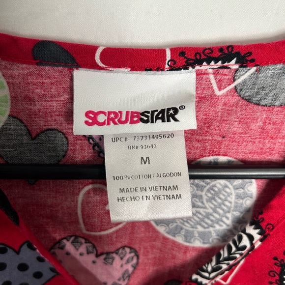 Scrubstar Valentine’s Day Heart Print multi color Scrub Top. Size M - Picture 9 of 10